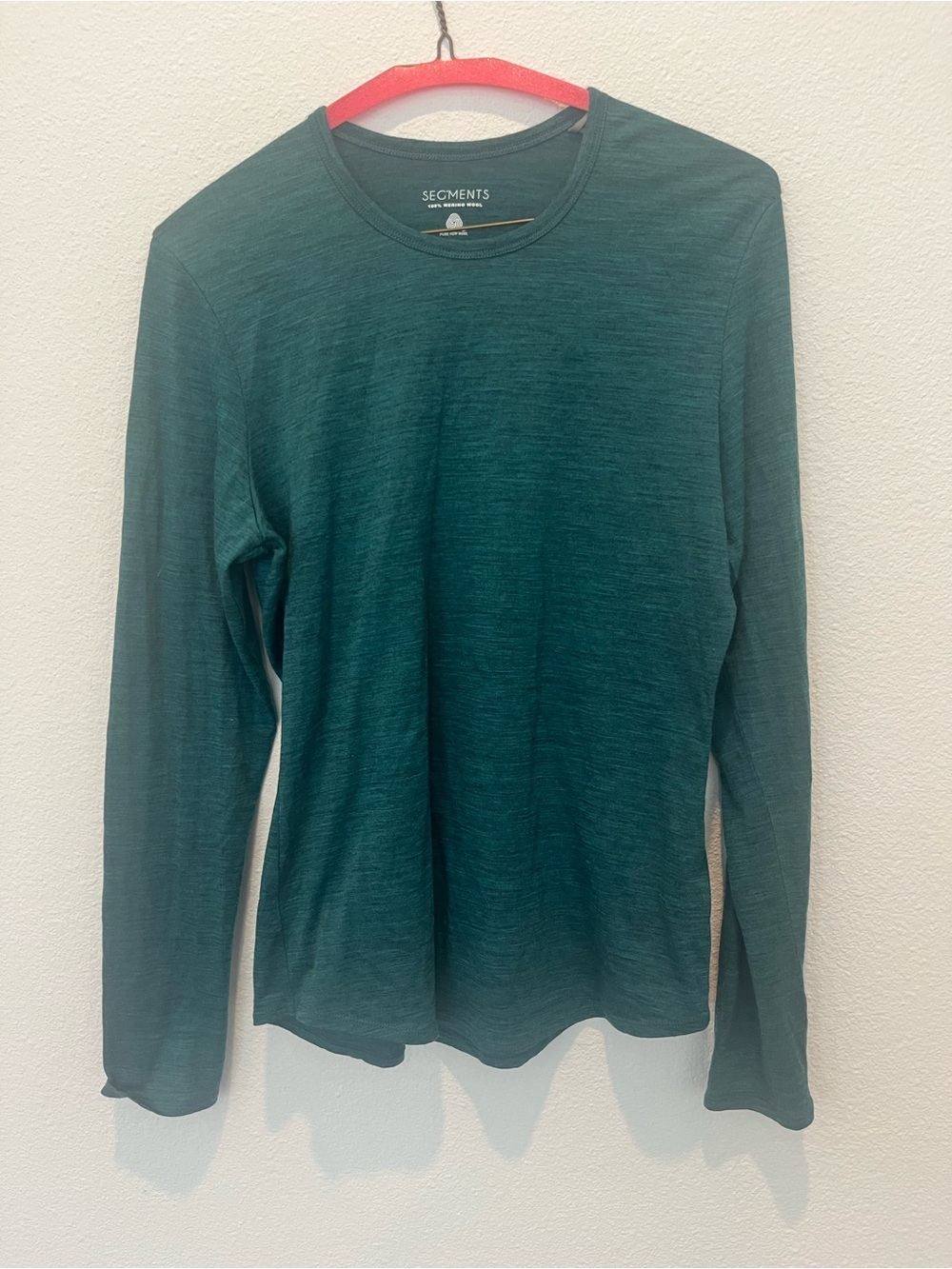 Segments 100% Merino Wool Long Sleeve Top Green Small Lightweight Base Layer
